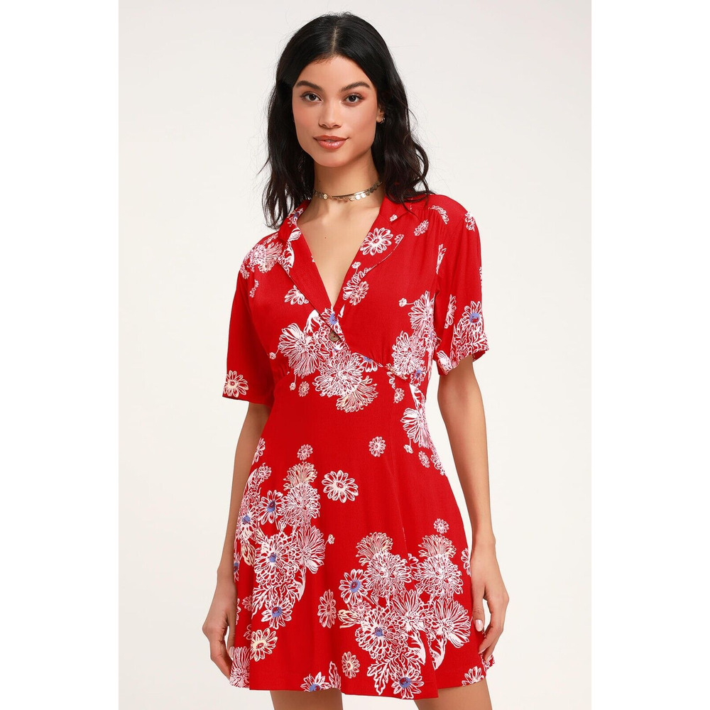 Free People/Blue Hawaii/Red Floral Print/Size XS/Mini Dress/Festival/Cruise